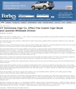 Forbes feature cigar roller article taken from CF Dominicana press release