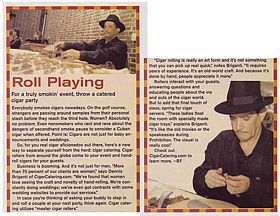 Article scan of Now Playing magazine entertainment feature for cigars at events