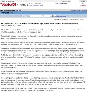 Yahoo! Finance article about Cigar Roller events in the U.S. from CF Dominicana Cigars